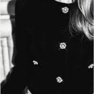 Elegant Black Jacket with Crystal Buttons